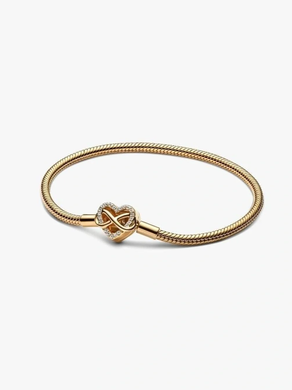 Pandora Sparkling Infinity Heart Clasp Snake Chain Bracelet